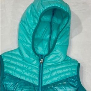 Green hooded puffy vest